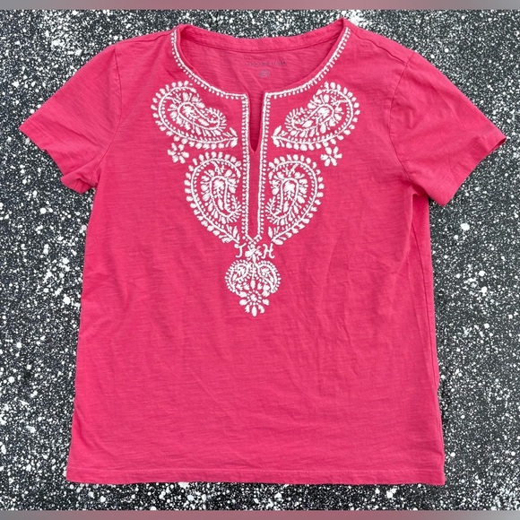 Tommy Hilfiger Pink V-Neck Top Sz Large - Picture 1 of 3